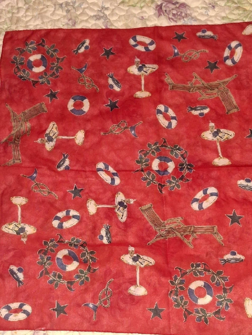 Nautical Print Scarf Duo - Red and Blue - Picture 6 of 9